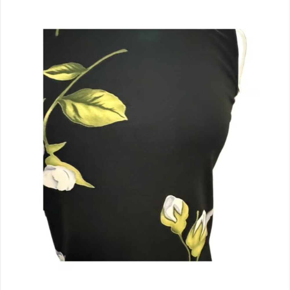 Gas & Co White Black Green Sleeveless Floral Mini Tailored Dress Quality Medium - Picture 6 of 12